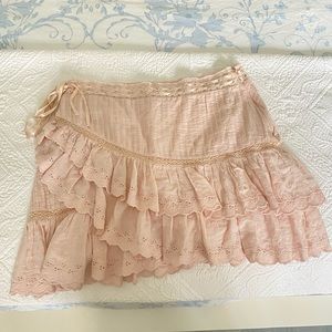 LOVESHACKFANCY dusty rose pink mini skirt